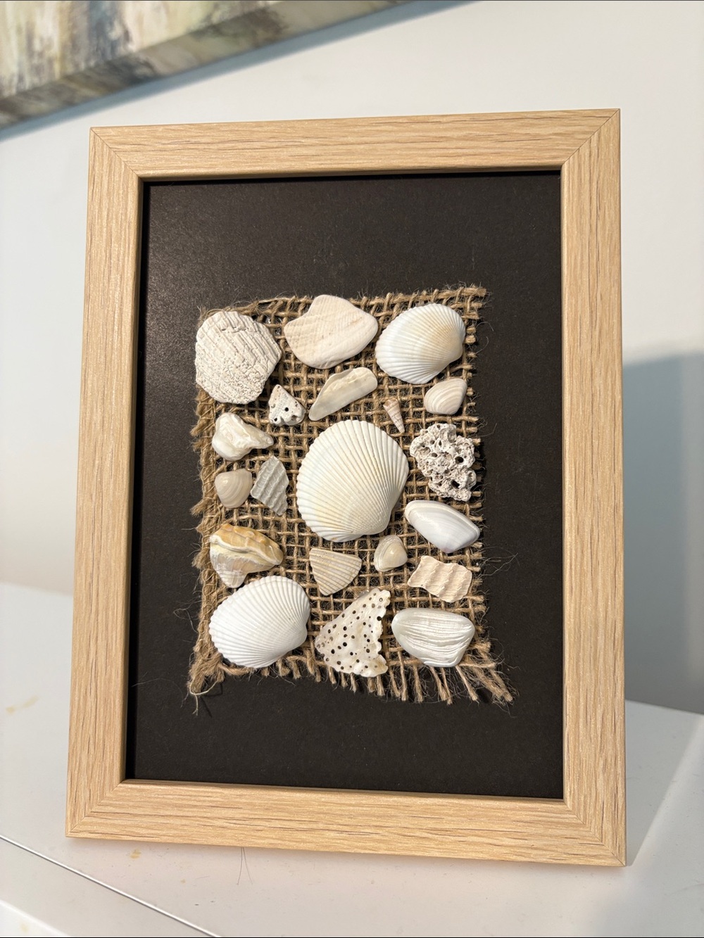 Handmade Seashell Wall Art in Natural White and Tan